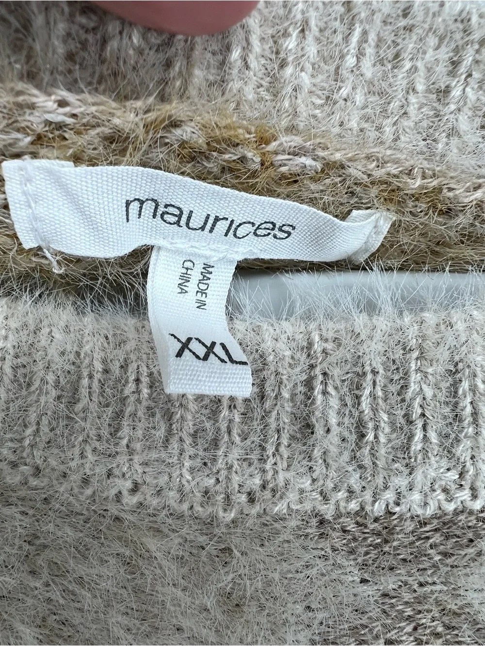 Maurices Tan Fuzzy Argyle Sweater Womens XXL